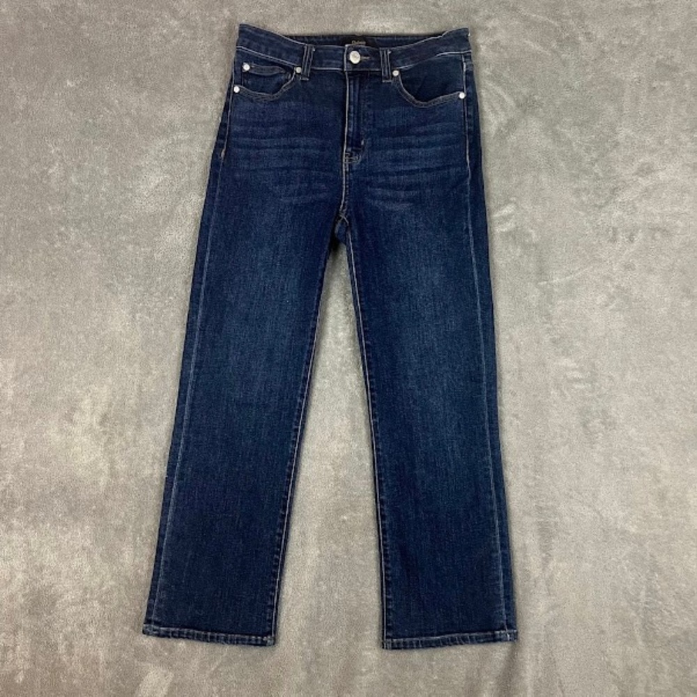 Quince Stretch High Rise Straight Jeans Women 27 Dark Wash Organic Cotton Basics